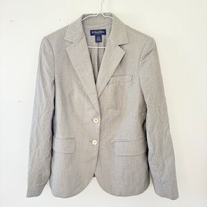 Brooks Brothers Fit 100% Wool Women's Striped Blazer - Blue and White